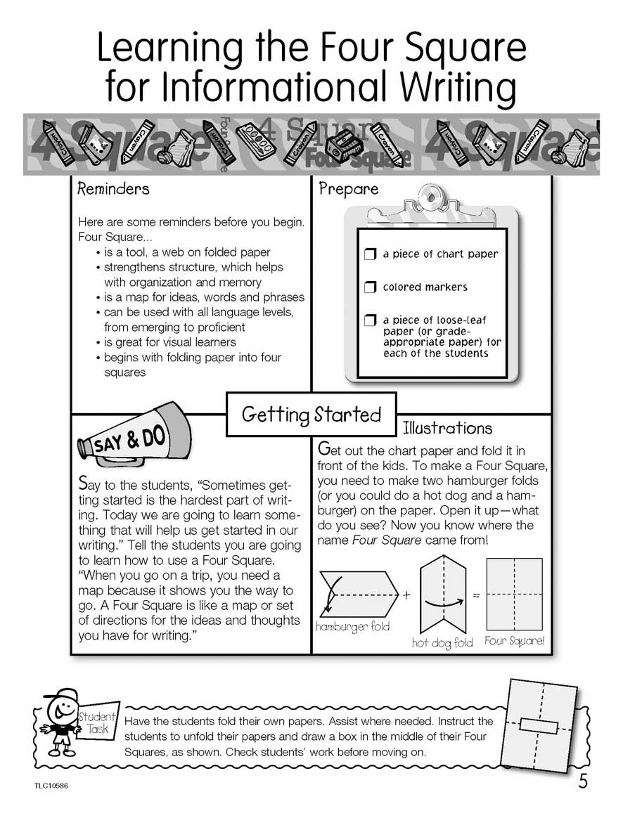 Four Squares of Learning - A Getting to Know You Worksheet