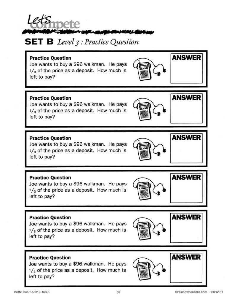 Math Olympics: Level 3 Practice Question Gr. 5-7 - WORKSHEET